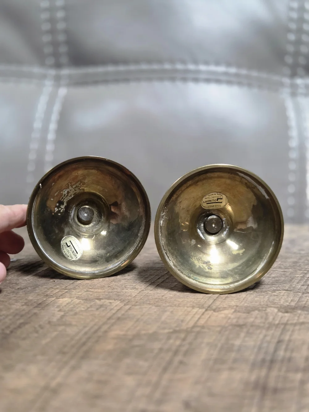 2 Vintage Mid Century Foundry Collection 100% Brass Candlestick Holders Bin 1E